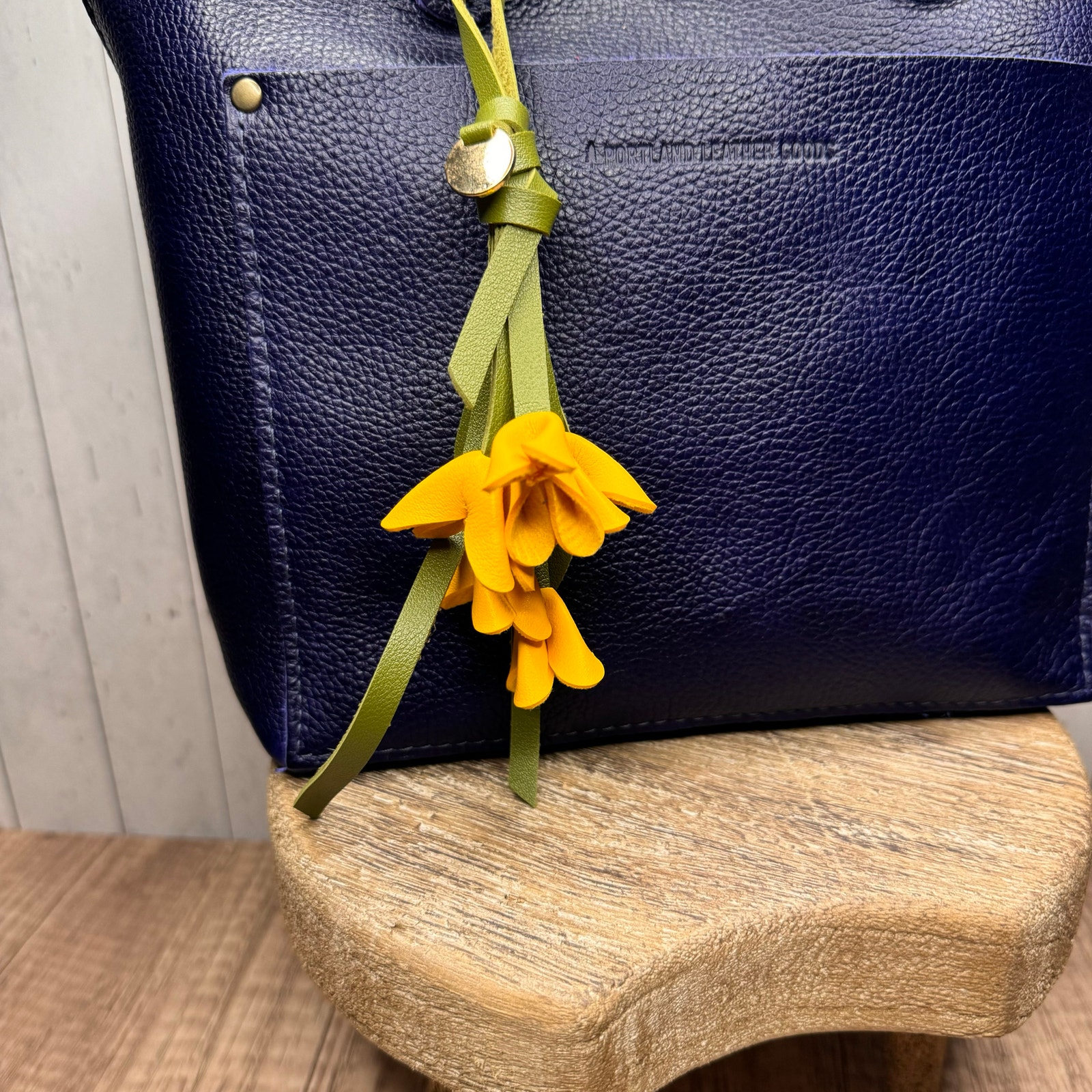 Flower Bag Charm Yellow Flower Fuchsia Lobelia Flowers Purse Accessory New